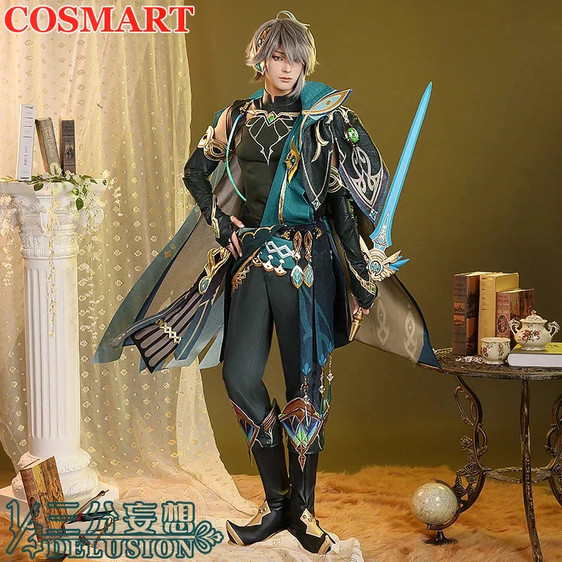 COSMART Genshin Impact Al Haitham Game Suit Uniform Cosplay Costume Cloak Lining Pants Sleeve Halloween Party Outfit Men S-3XL