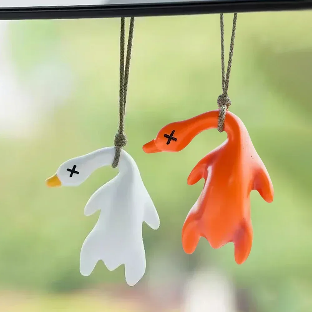 Sunlight Color Changing Roast Duck Car Pendant Creative Rearview Mirror Hanging Decoration Cute Car Interior Accessory