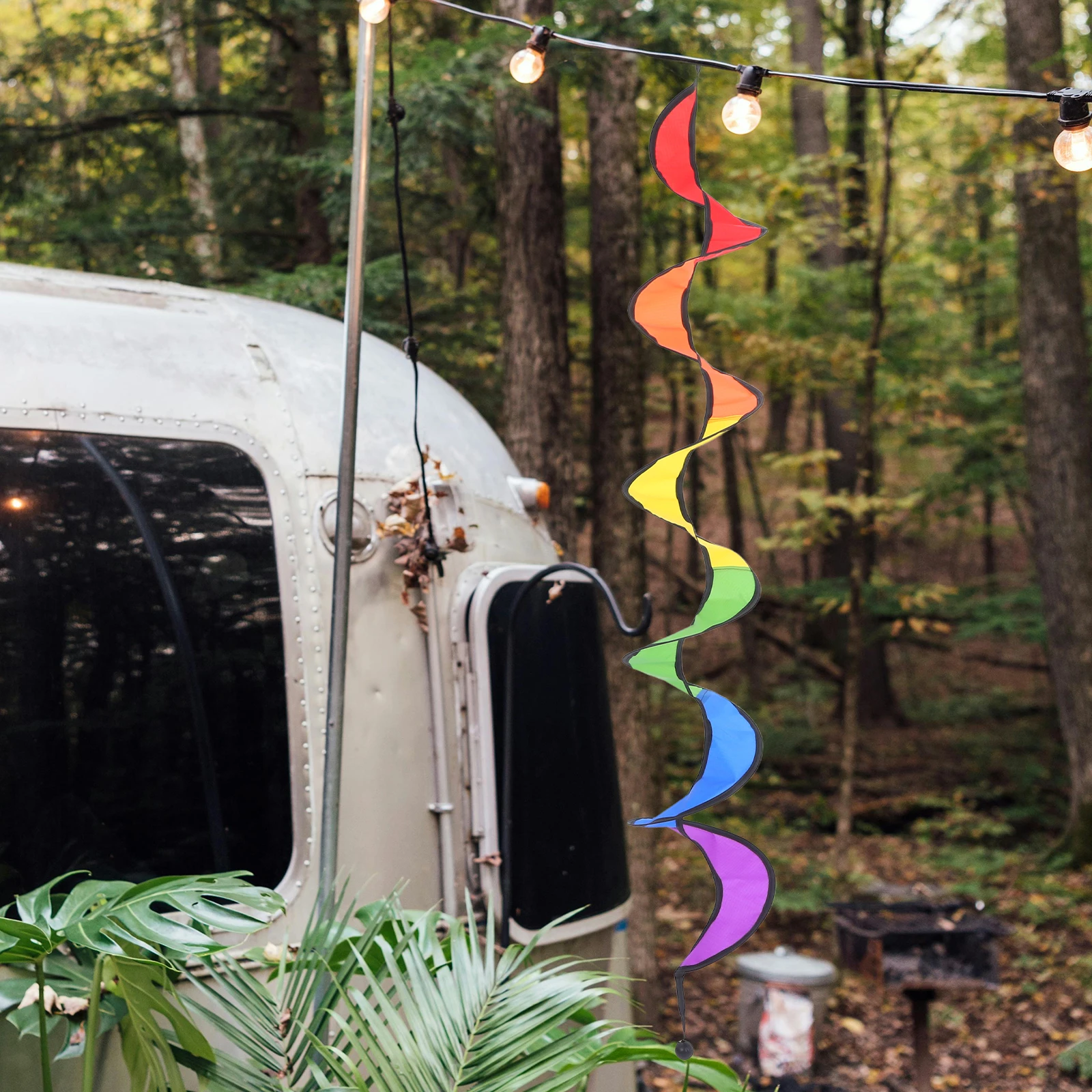 

Multicolor Spiral Rainbow Wind Spinner 110*22Cm Nylon Foldable Tent Garden Decoration Weather Resistant Camping Picnic