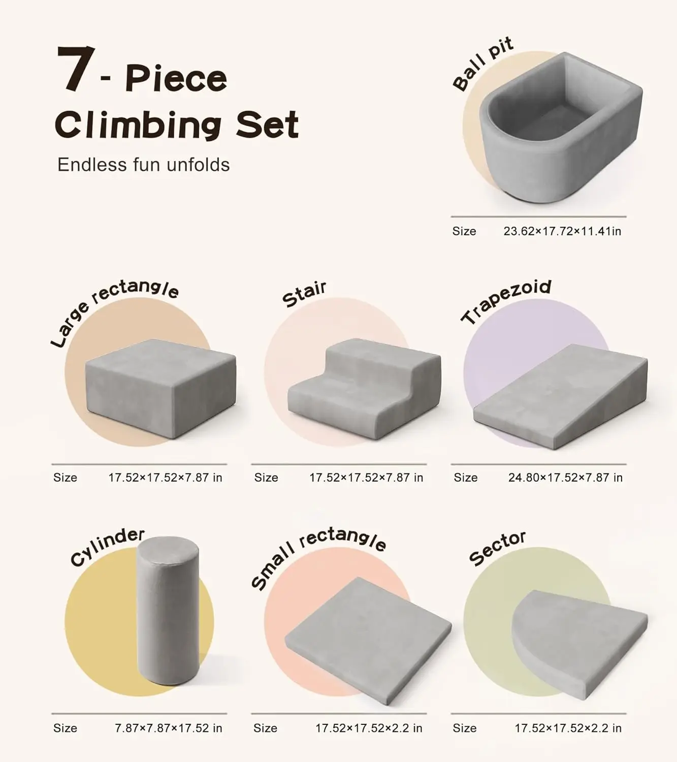 ألعاب تسلق للأطفال الصغار مكونة من 7 قطع في الأماكن المغلقة، مكعبات تسلق إسفنجية ناعمة مع حفرة كروية (الكرة غير متضمنة)، ألعاب تسلق متينة من أجل
