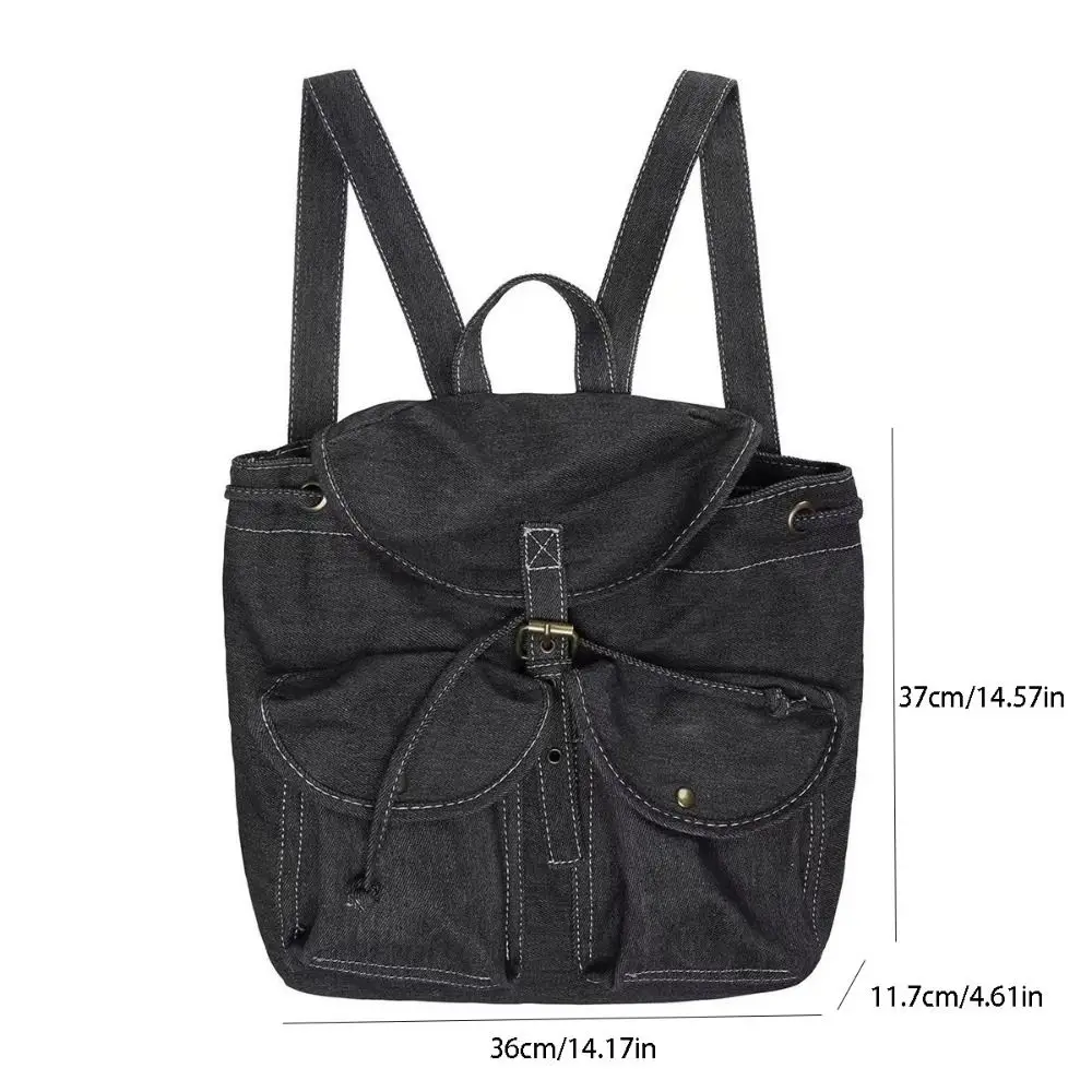 Portable Large Capacity Denim Backpack Canvas Fashion Unisex Backpack Vintage Versatile Travel Bag Student