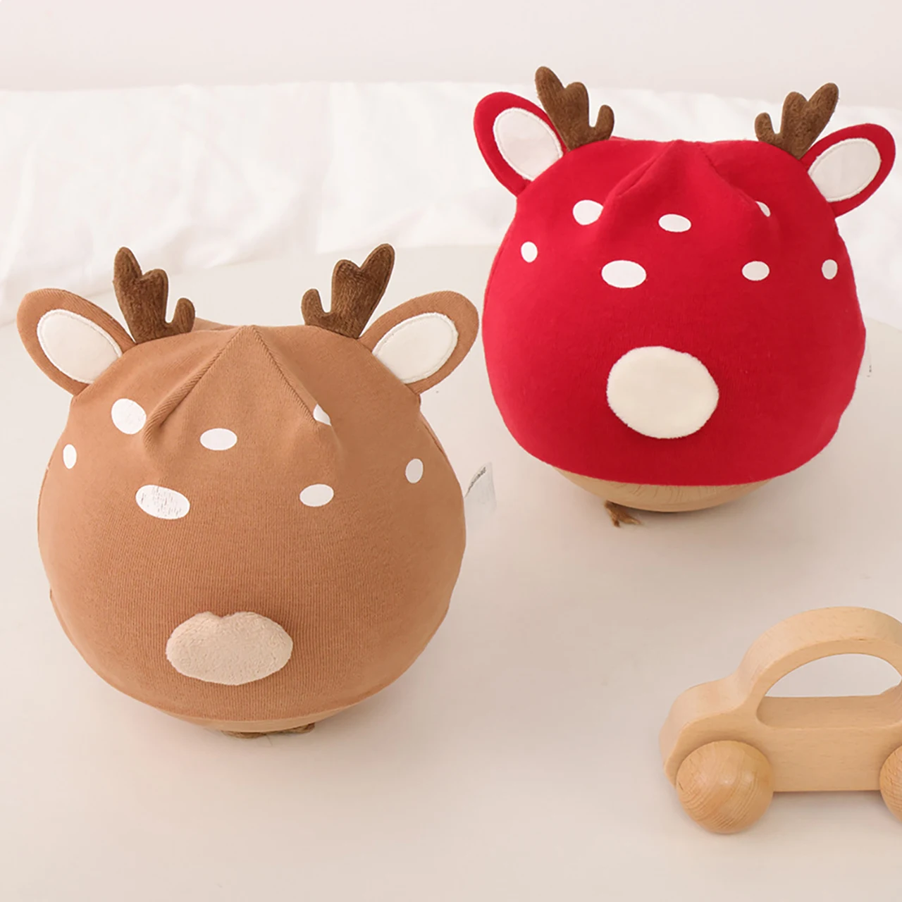 Cute Little Deer Baby Fetal Hat Soft Cotton Newborn Beanie Spring Autumn Warm Kids Pullover Cap 0-3Month Infant Christmas Hats - view 3