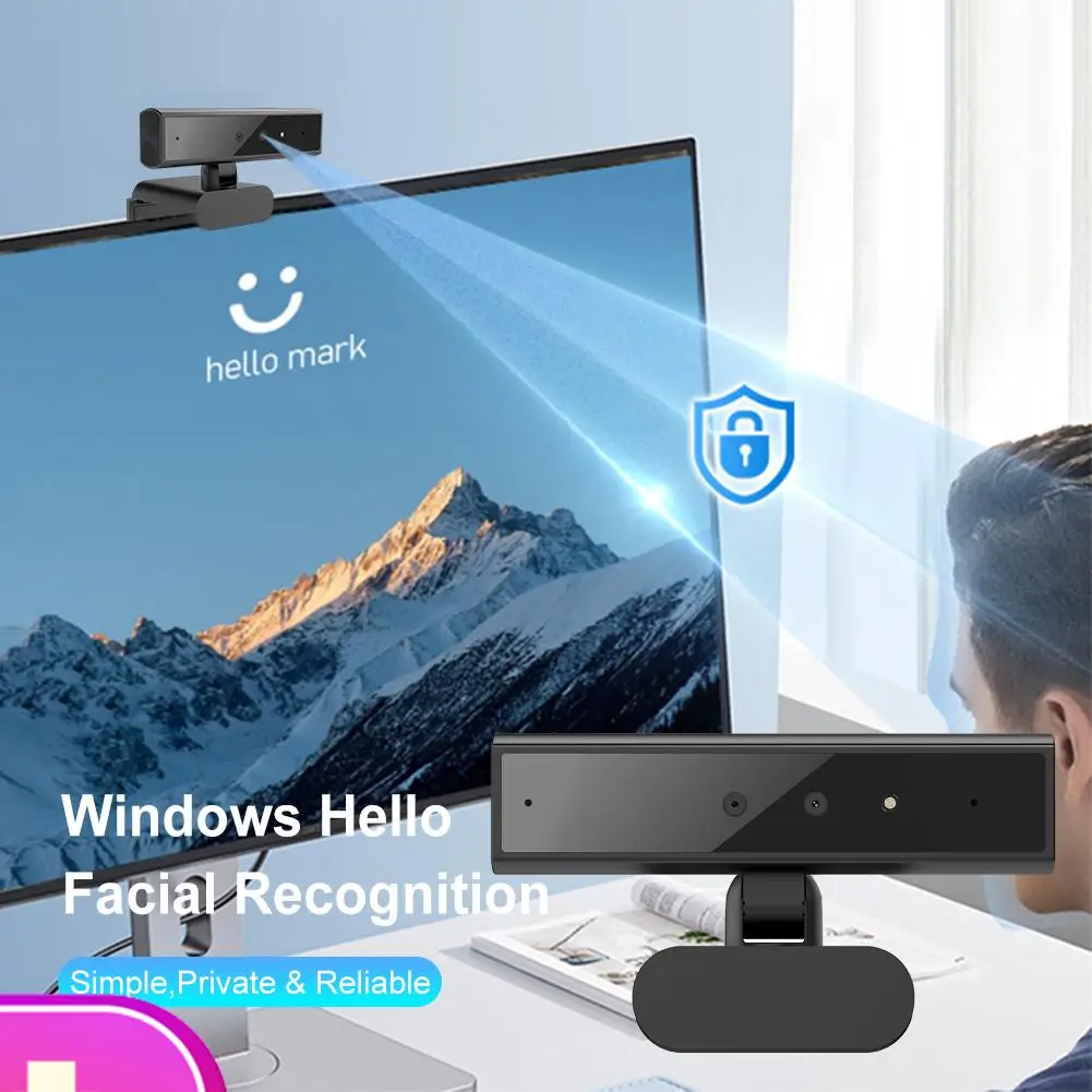 Identification Login Web Camera Facial Recognition Webcam Windows Hello 2K 5MP Web Camera Identification Login For Laptop PC Cam