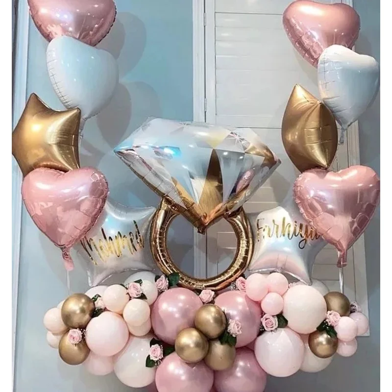 1PC Big Gold Diamond Ring Foil Balloons Bride to Be Balloon Bridal Shower Wedding Engagement Valentine's Day Decoration view 5