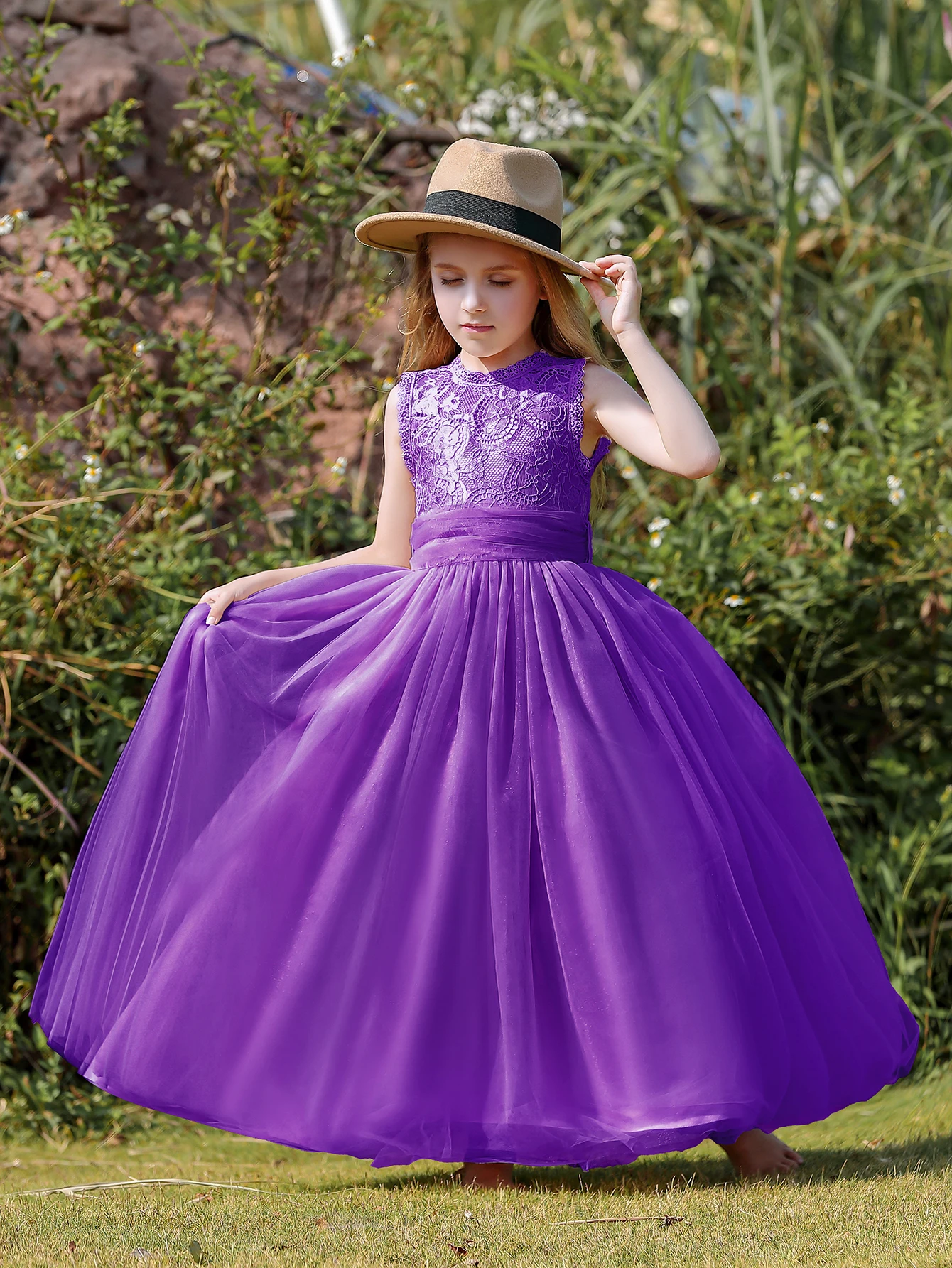 Flower Girl Dress Party Sleeveless Dance Ball Gown Wholesale Embroidery Wedding Birthday Girls Luxury Princess Backless