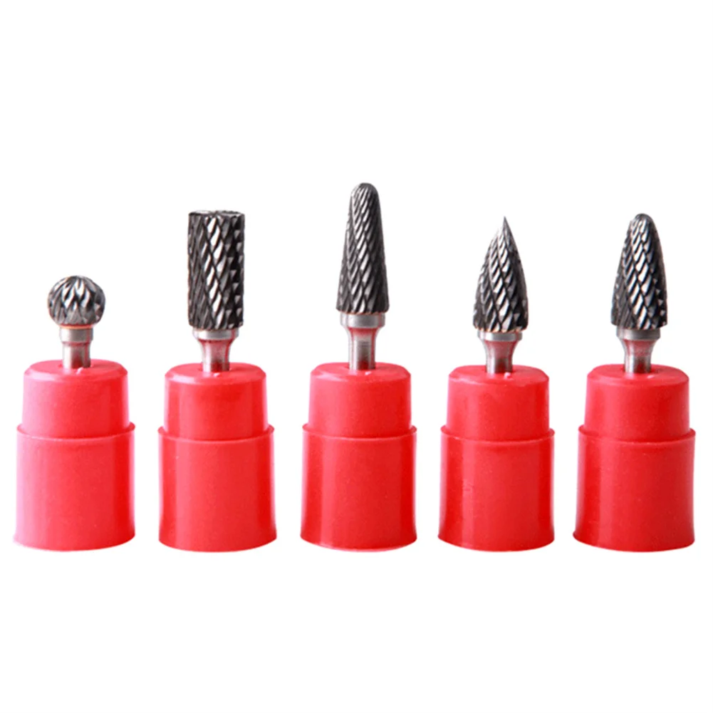 5pcs Double Groove Rotary File, Carbide Rotary Files Set, Grinding Head Tungsten Carbide Burr Milling Cutter Drill Bit Set