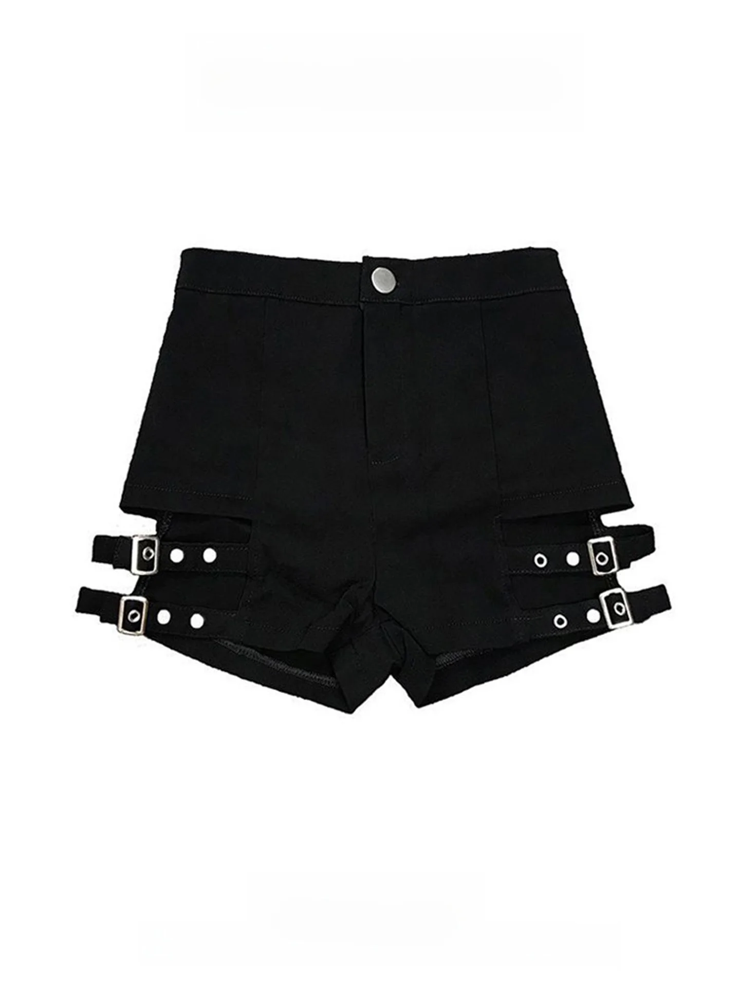 

Черные короткие шорты А-силуэта для женщин, летние, в стиле Y2K, панк, сексуальные, с высокой талией, эластичные, утягивающие, повседневные шорты с высокой талией