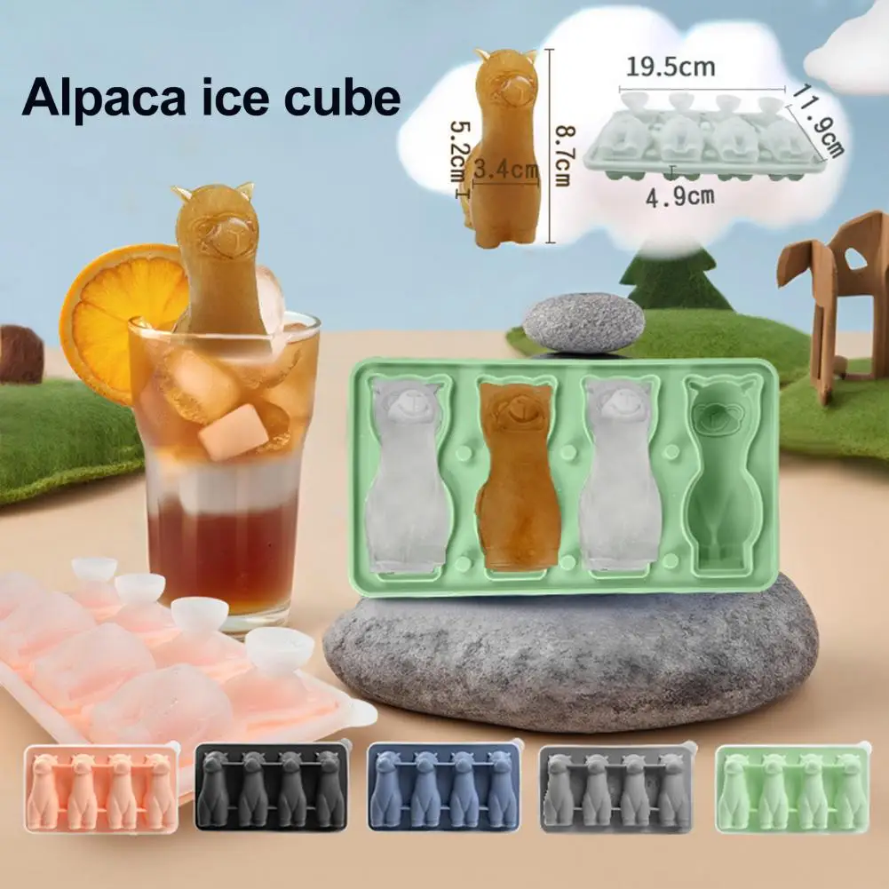 Microwave Safe Ice Maker Silicone Ice Mold Alpaca Ice Pop Mold Silicone Bpa-free Reusable Tray Fun Shape Cube Molds for Diy