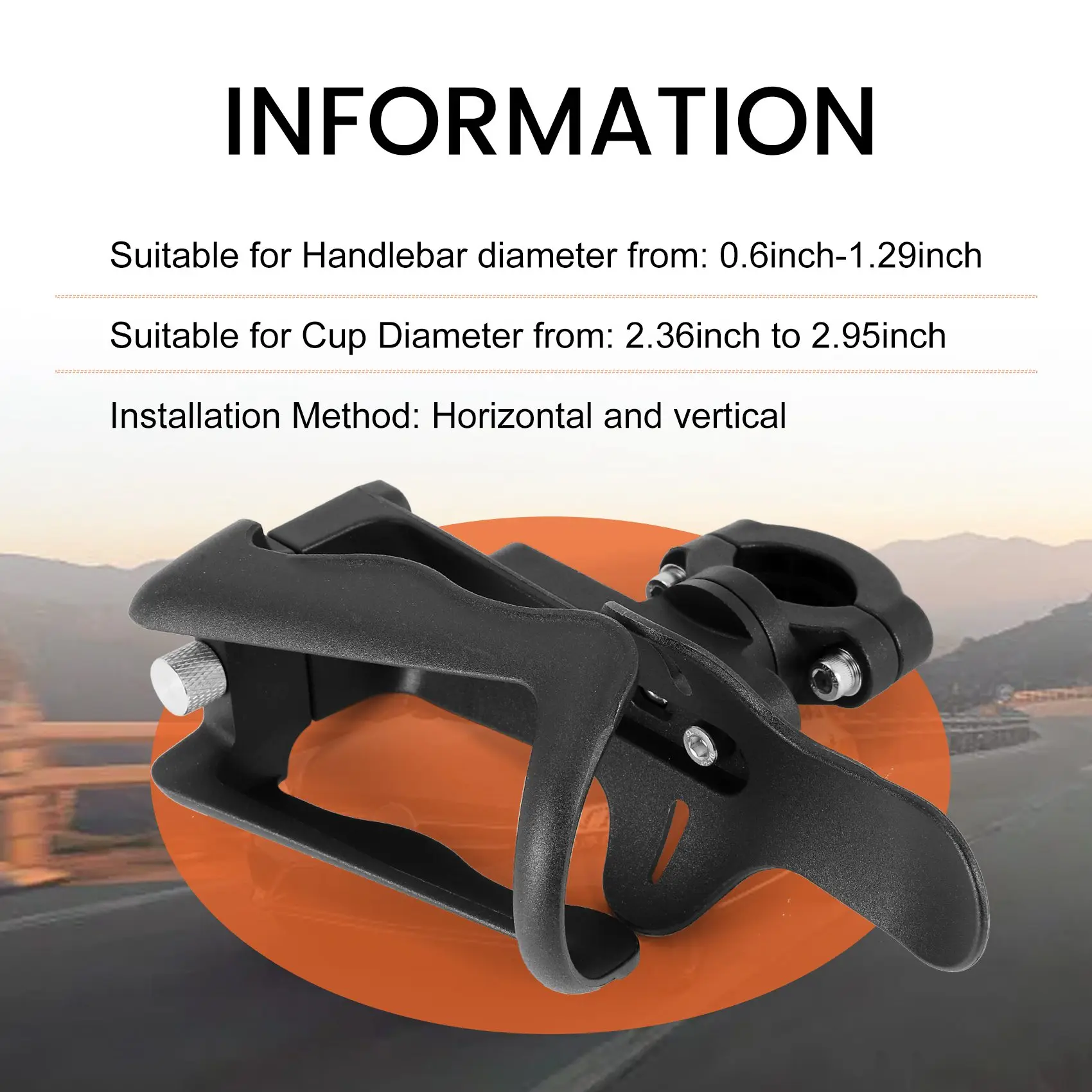 A73Q-Motorcycle Cup Holder Drink Holder Rotation Handlebar Bike Water Cup Holder Motorcycle Bottle Cage Universal
