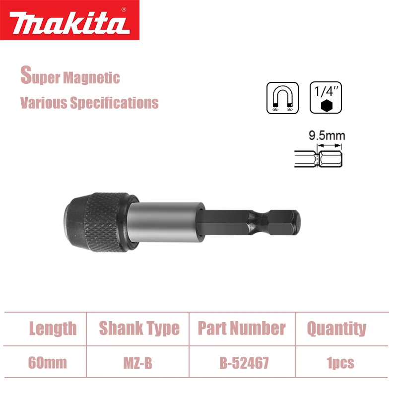 Makita Hexagonal Handle Rod Bracket 6.35mm Easy Disassembly Strong Magnetism Self-locking Screwdriver Tool Accessories