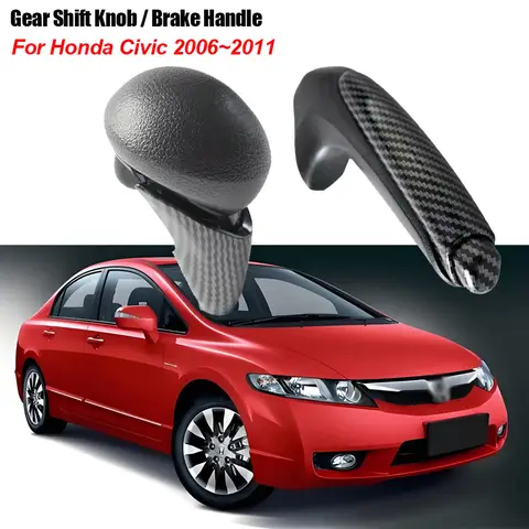 Automatic Gear Shift Knob Brake Handle for Honda Civic 2006~2011 47115-SNA-A82ZA 54130-SNA-A81 Carbon Look Car Styling