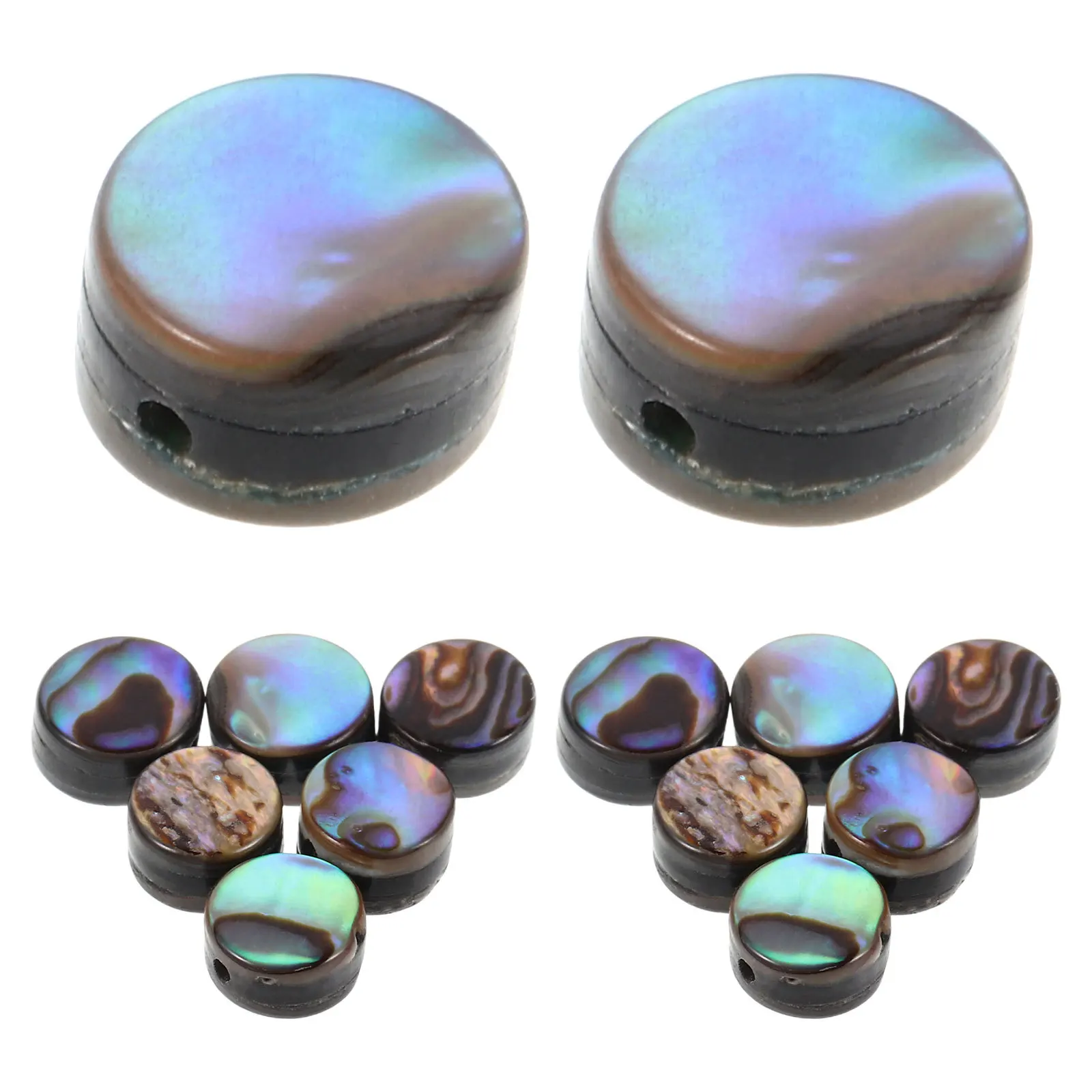 

20Pcs Abalone Beads Handcraft Necklace Materials Flat Round 6mm Hole Spacer Mini Charms for DIY Bracelets Necklaces Jewelry