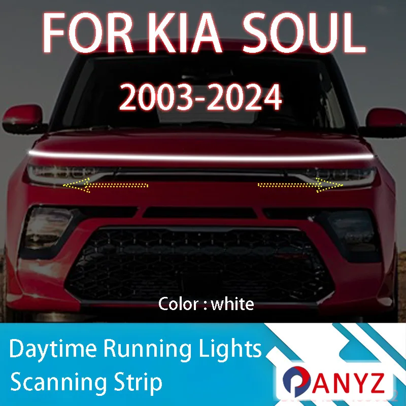 

FOR Kia SOUL 2009-2024 New upgrade LED Daytime Running Light Scan Starting Car Hood DRL Guide Decorative Ambient Lamp 12V