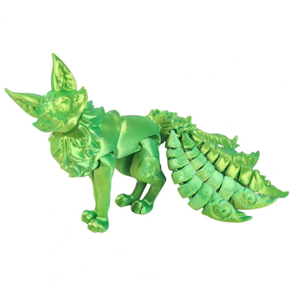 3D Printed Fox Decorated Nine-tailed Fox Fox Statue With Hinged  And Four-limbed Animal Action Graphics For Desktop Decoration