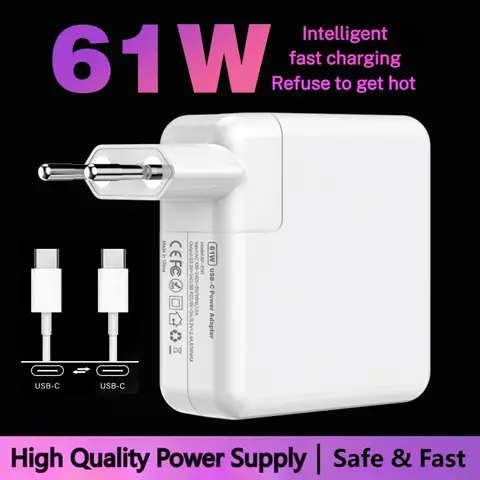 61W MacBook USB-C(Type-c) Laptop Charger For Macbook Air A2337 Macbook Pro A2338 A1706 A1708 M1M2 Smart Chip USB-C Power Adapter