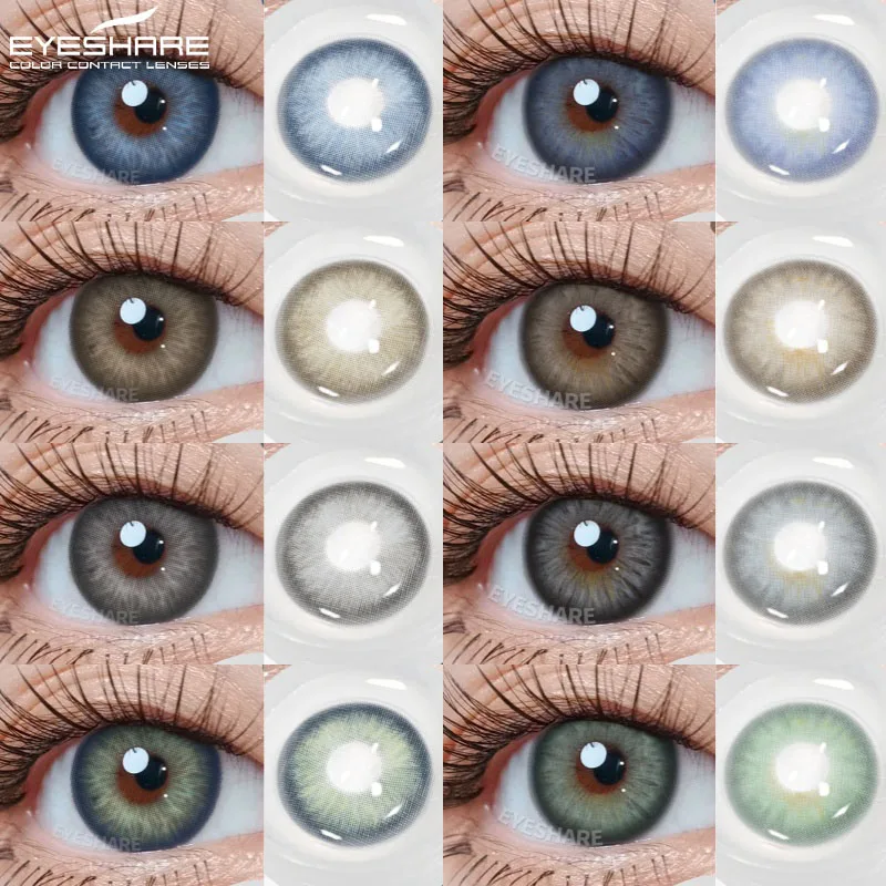 EYESHARE 2 Stück farbige Kontaktlinsen, modische blaue Augenlinsen, natürliche graue Linsen, jährliche braune Pupillenlinse, kosmetische grüne Kontakte