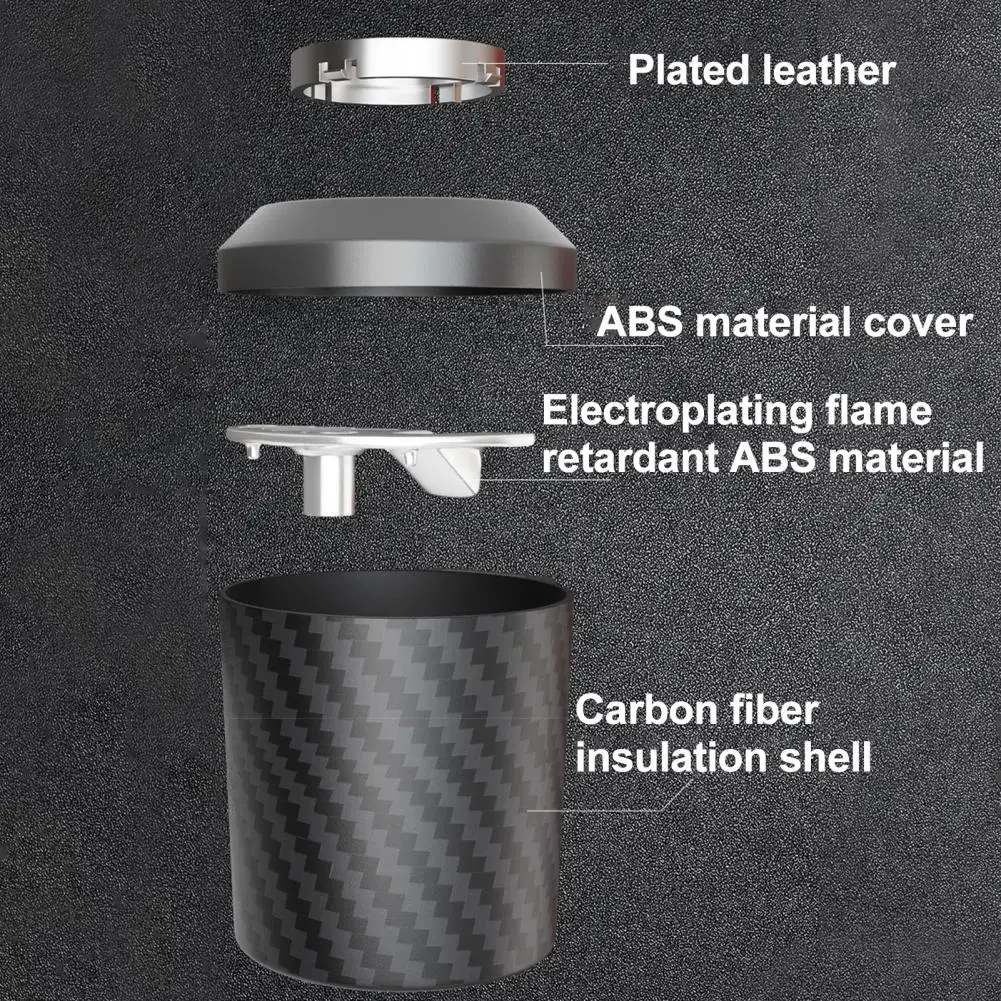 

Environmentally Car Ashtray Portable Carbon Fiber Car Ashtray with Lid Heavy Duty Smokeless Multi-functional Holder for Suv