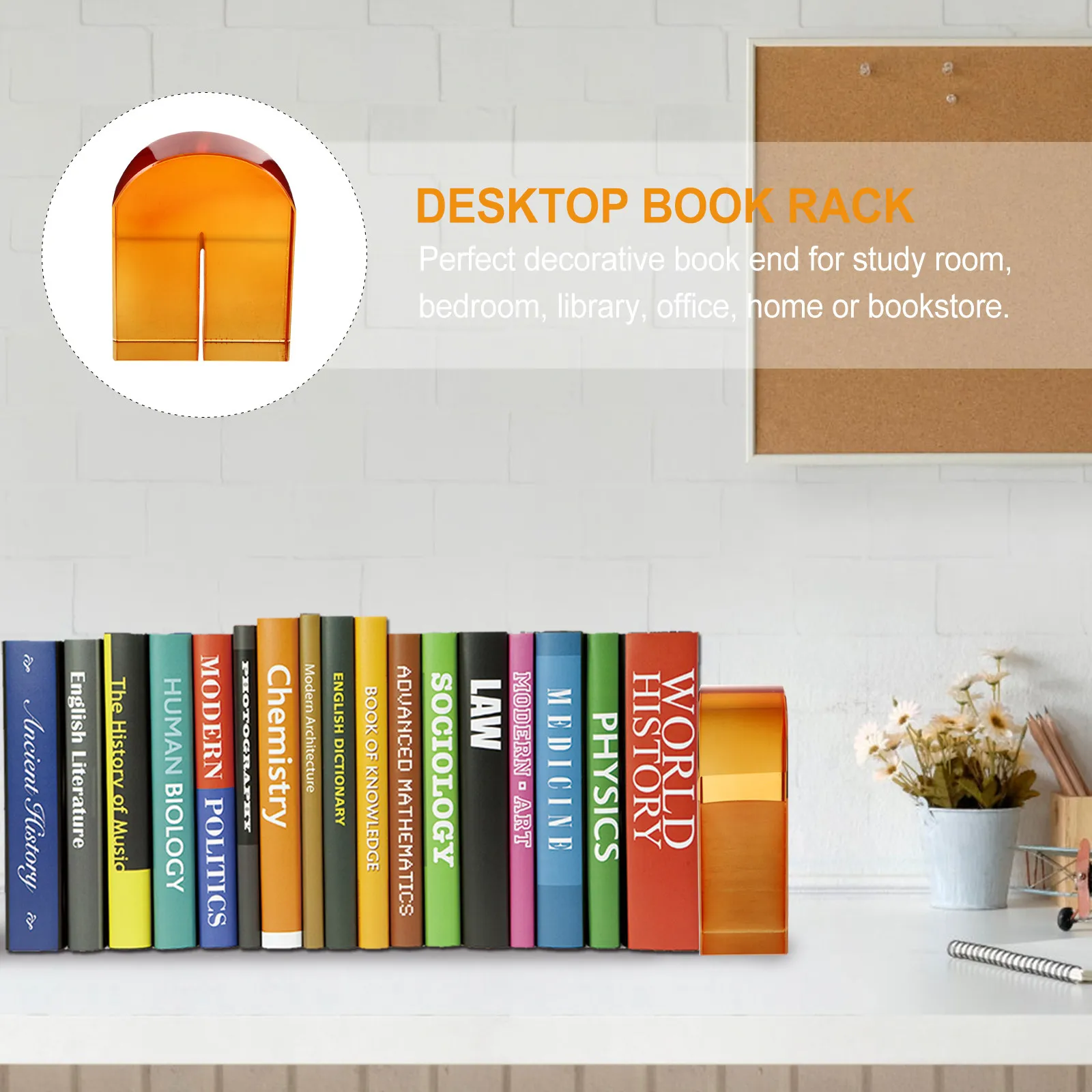 

1Pcs Arched Crystal Bookend Decorative Desktop Book Rack for Home Office Library Study Room Book Storage Holder Crystal