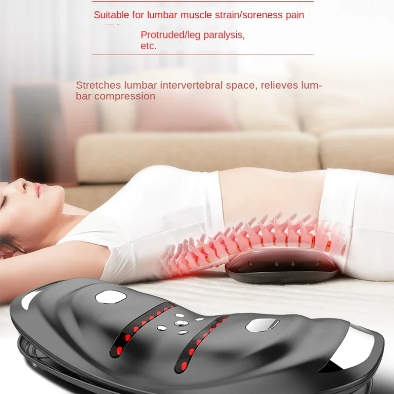 Lumbar Massager Electric Multifunctional Home Lumbar Physiotherapy Hot Compress Curvature Traction Orthotics