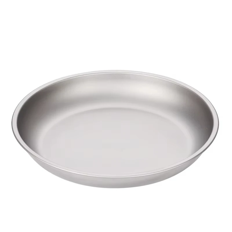 Tiartisan Titanium Ultralight Portable Outdoor Camping Frosted Round Plate 220mm Extra Large Fruit Salad Dinner Dishes Tableware