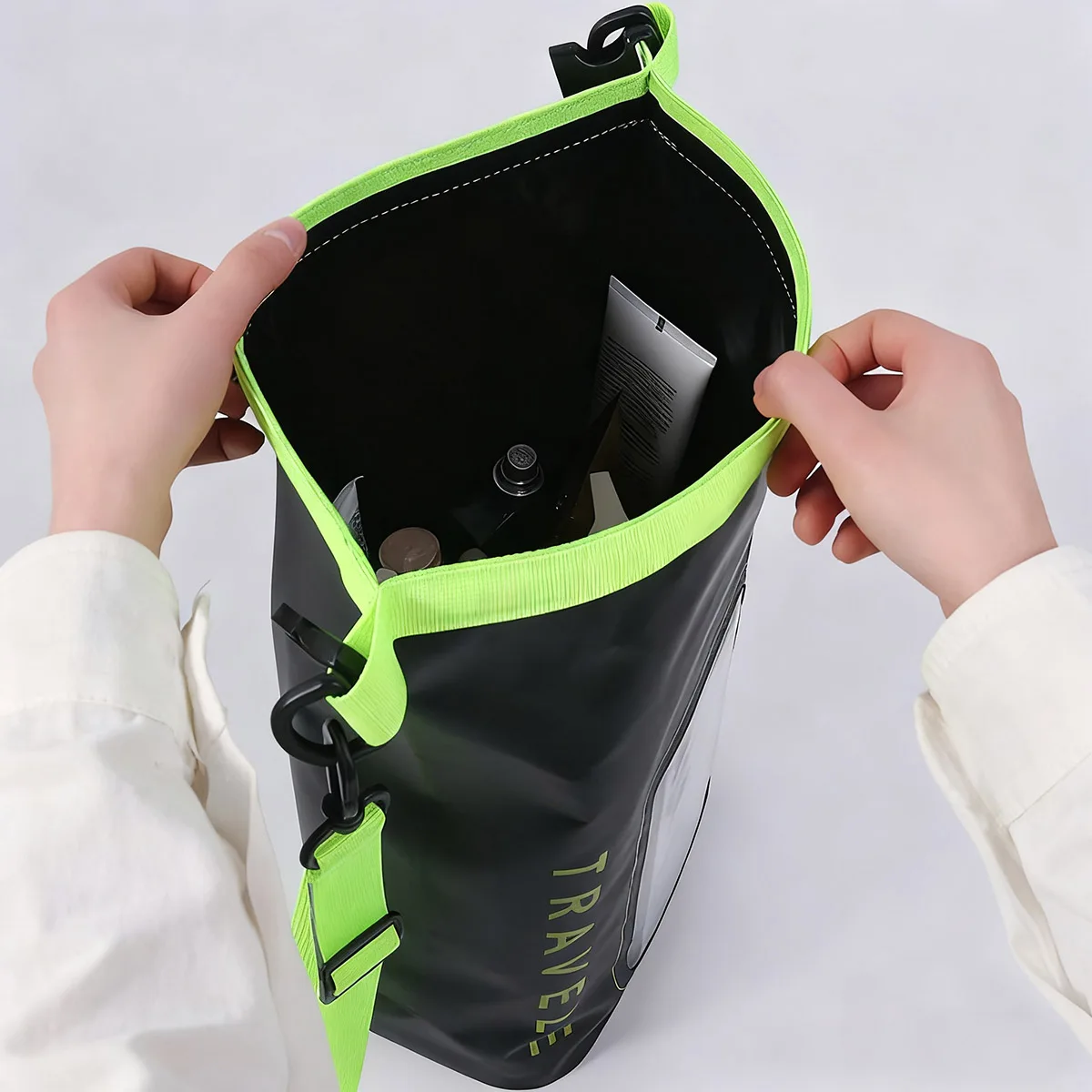 Custom Logo PVC Waterproof Bag Large Capacity Gear Bag Transparent Touchable Phone Pocket for Camping Hiking Lightweight Durable