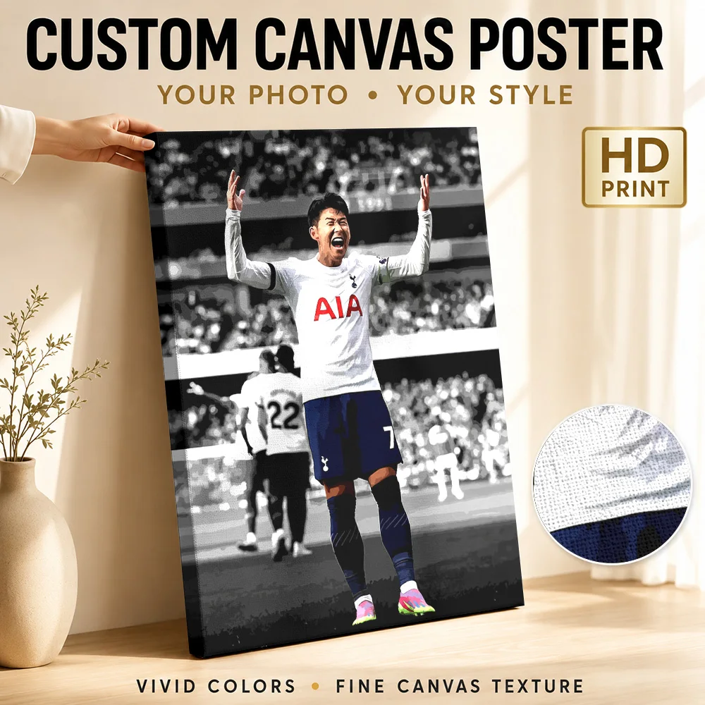 Son Heung-Min Soccer Celebration Canvas Painting Poster Bold Style Wall Art With Personalized Photo For Home Gym Ideal Fan Gift