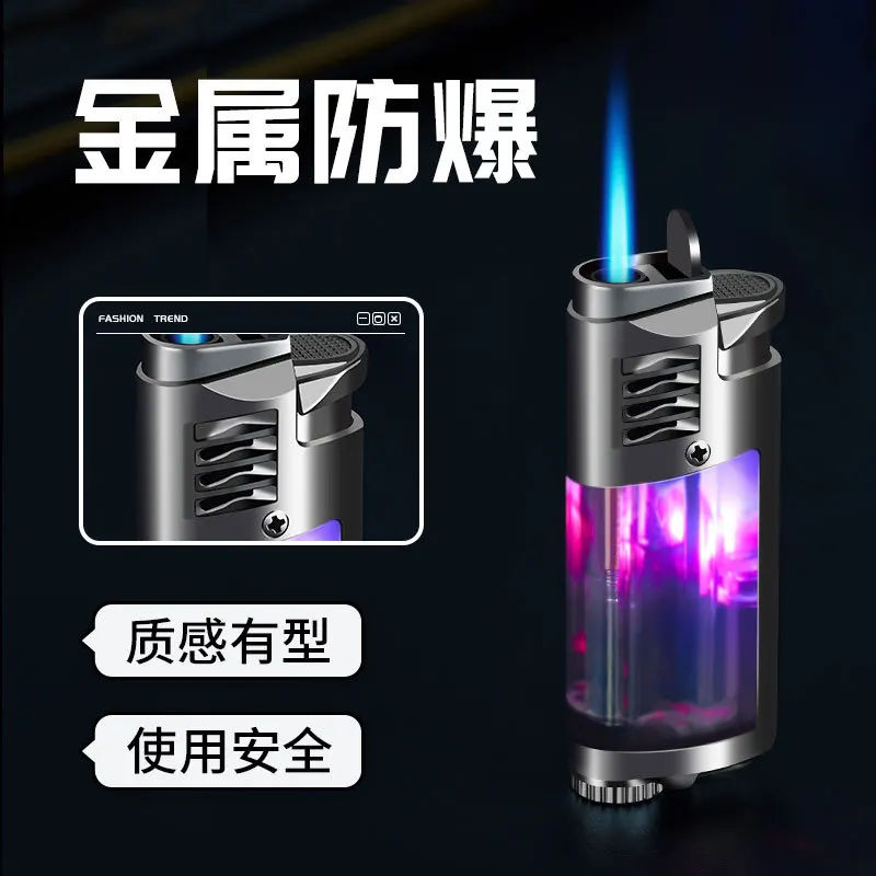 2026 Lantern Popular Style Transparent Gas Chamber Gas Windproof Lighter Men's Windproof Personalized Creative Lighter