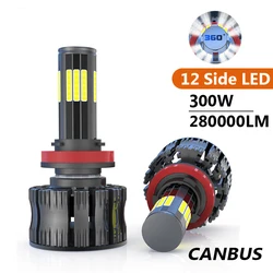 2 pz Led H7 3D 360 12 Side LED Canbus 280000LM 300W fari Auto lampadine H11 H4 H1 HB3 9005 HB4 9006 fendinebbia Auto Mini lampada