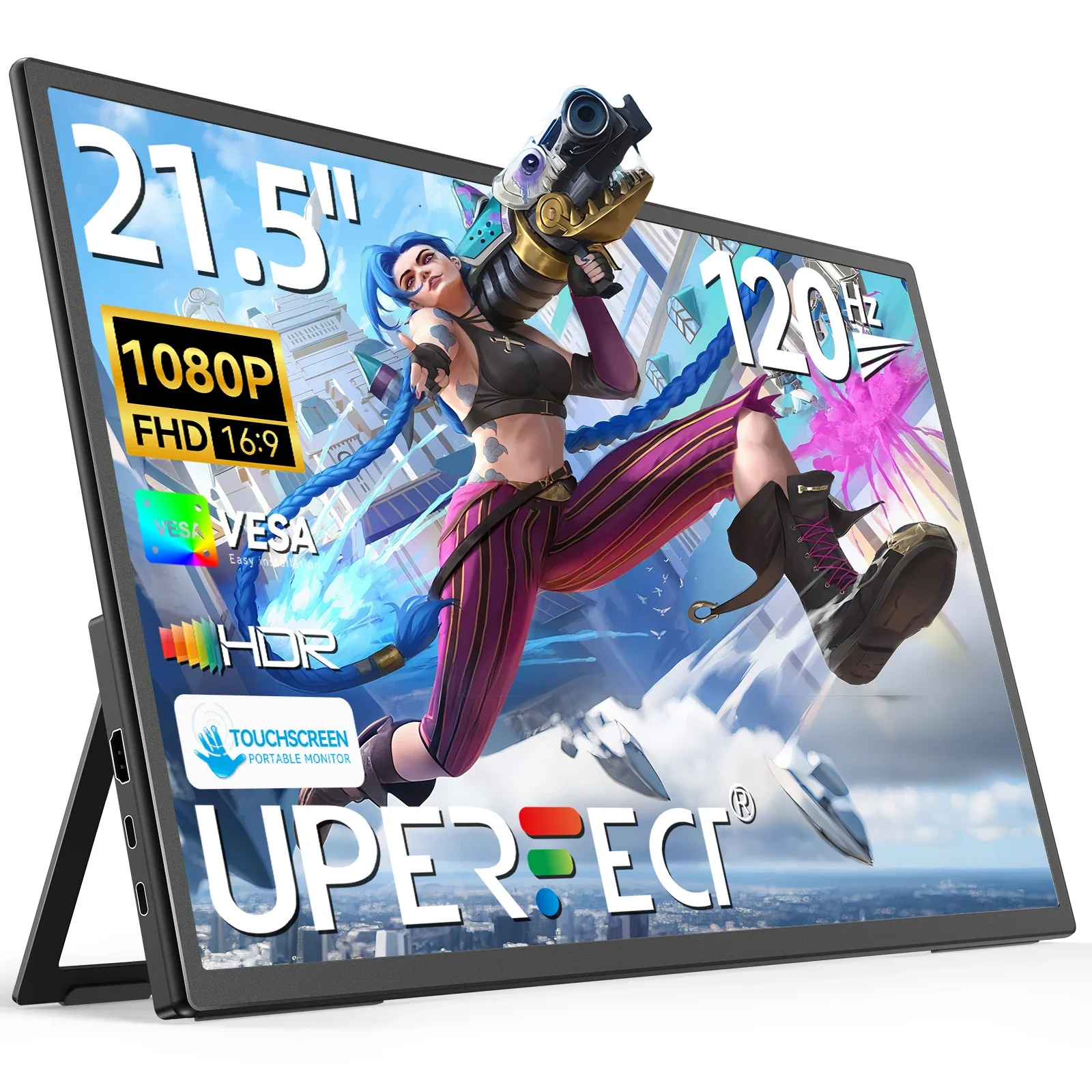 

UPERFECT 21.5”120HZ Portable Monitor Large Gaming Screen With HDMI Type C External PC Display For Laptop Steamdeck MacBook Phone