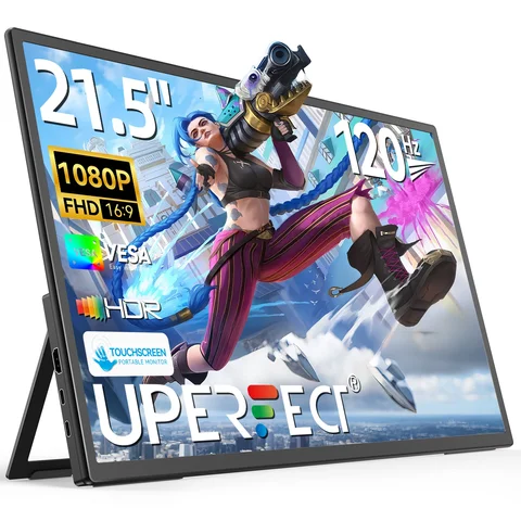 UPERFECT 21.5”120HZ Portable Monitor Large Gaming Screen With HDMI Type C External PC Display For Laptop Steamdeck MacBook Phone