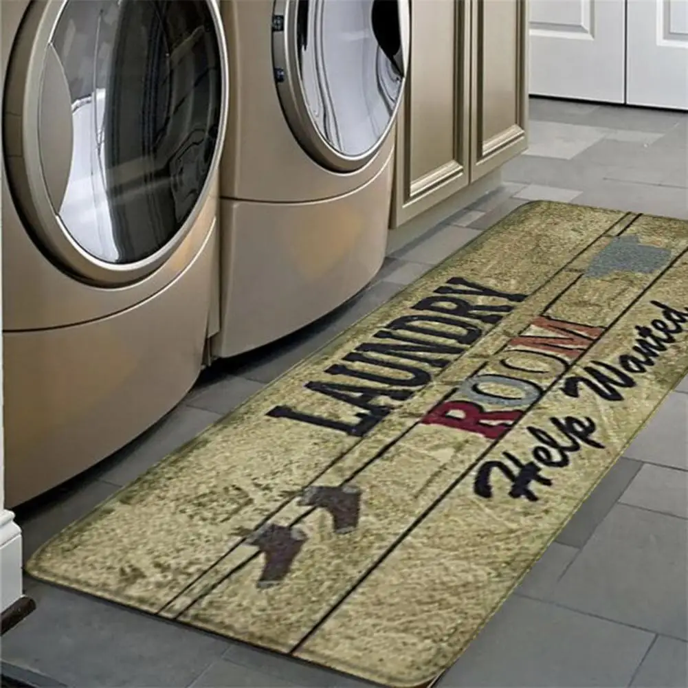 Farmhouse Laundry Room Decor Laundry Area Rug Letter Printed Water Absorbent Floor Mat for Laundry Room Bathroom for Washbasin