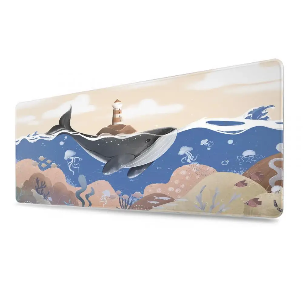 바다 고래 마우스 패드 대형 게임 액세서리 키보드 패드, 아트 일러스트레이션 마우스 패드, Xxl PC 게이머 마우스 매트, 40x90 데스크 매트