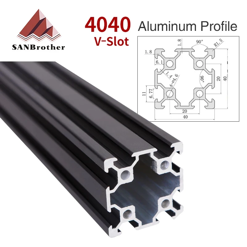 

4040 BLACK V-Slot European Standard Anodized Aluminum Profile Extrusion 100-800mm Length Linear Rail for CNC 3D Printer