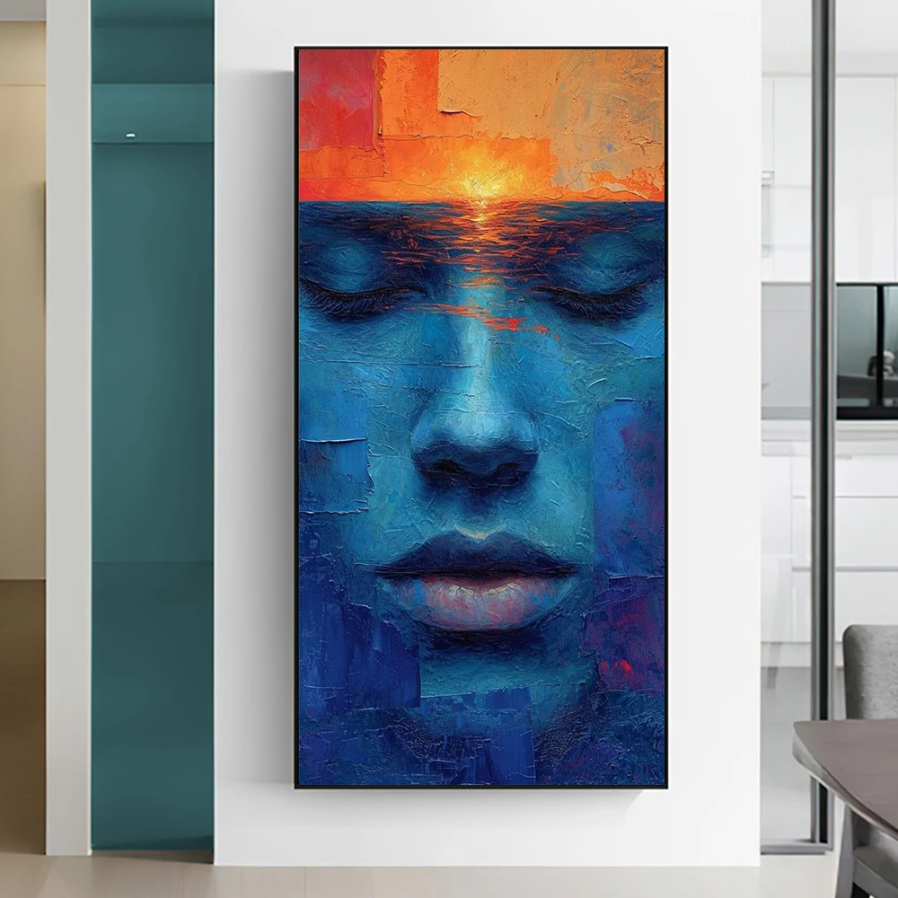 

Contemporary Art Woman Portrait Poster Prints For Living Room Home Decor Abstract Bright Girl Face Canvas Painting Wall Art Gift