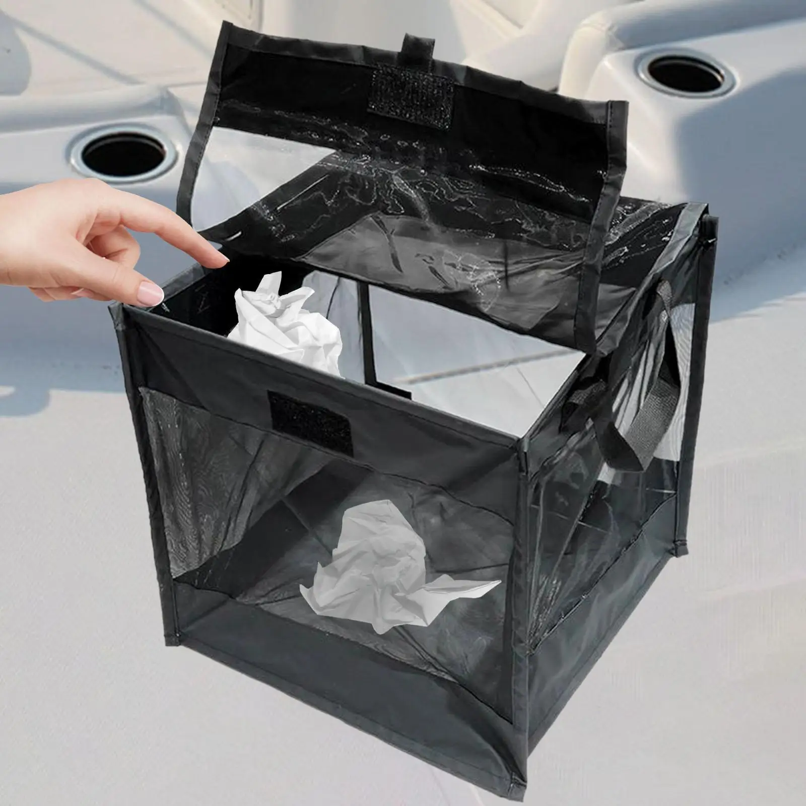 Camping Trash Bag Lightweight Laundry Hamper with Lid Folding Garbage Collection Bag Trash Bin for Camp Outside Lawn RV Kayak