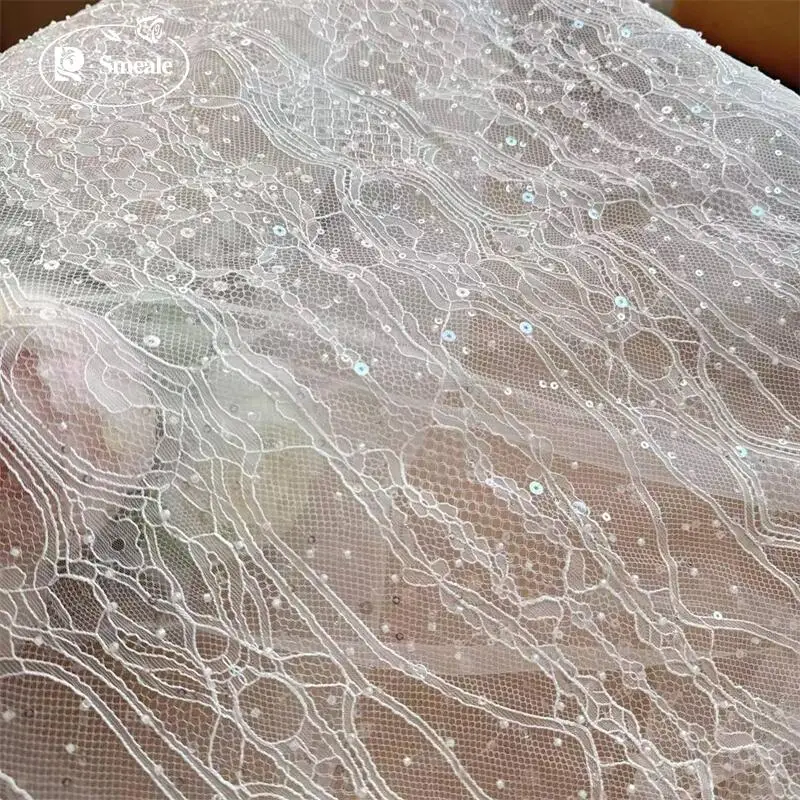 3M Hochwertige geometrische Muster, funkelnde Pailletten, Perlenstickerei, Hochzeitskleid, Brautspitze, Stoff. DIY-Nähzubehör – Detail 3