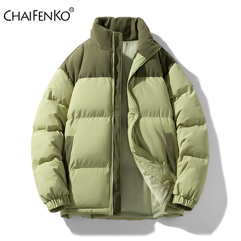 

Новая модная свободная мужская куртка с воротником-стойкой, повседневная универсальная теплая парка, зимняя удобная утепленная однотонная мужская куртка