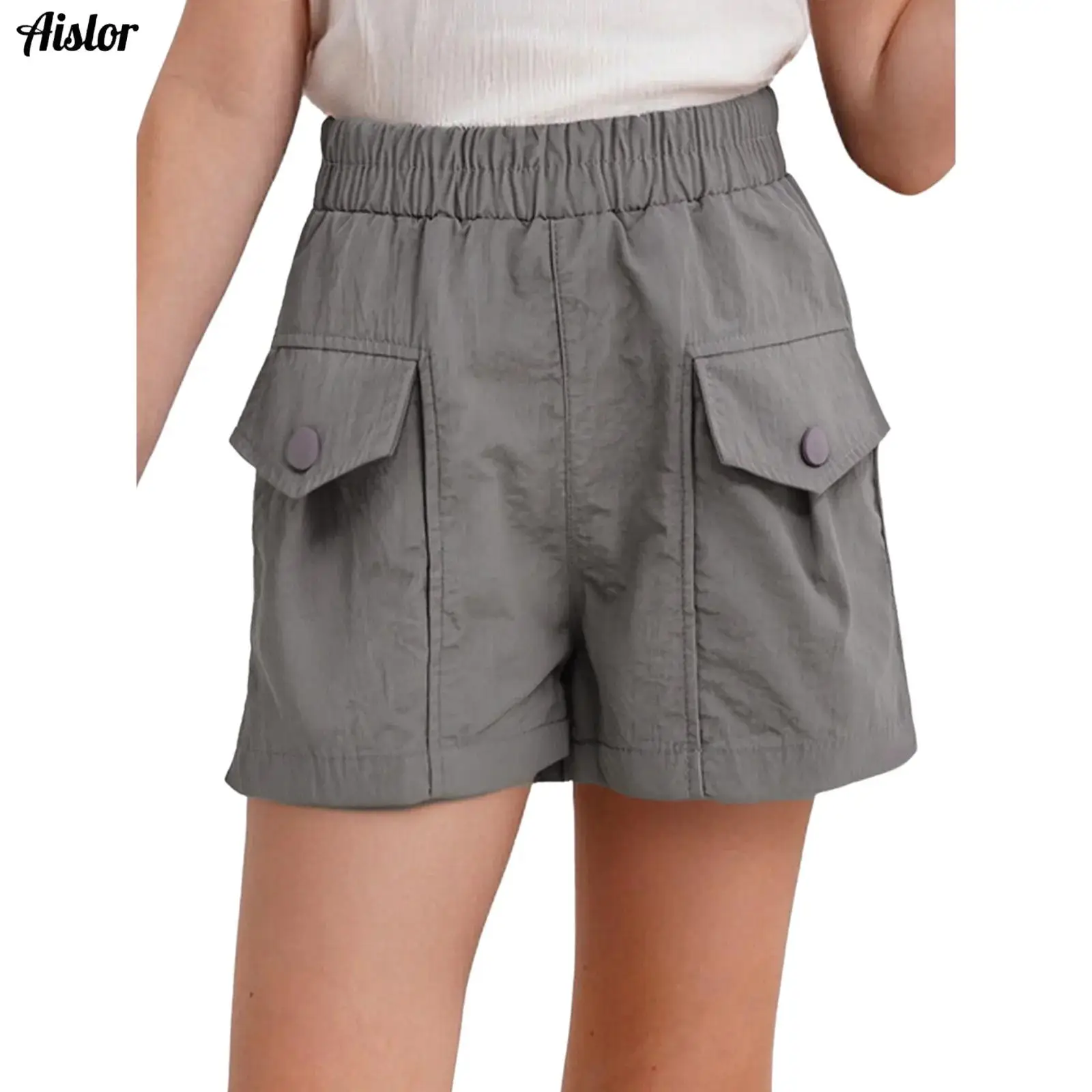 

Kids Girls Cargo Shorts Casual Trousers Fashion Lightweight Elastic Waist Shorts for Picnic Skateboarding Holiday Travel Beach