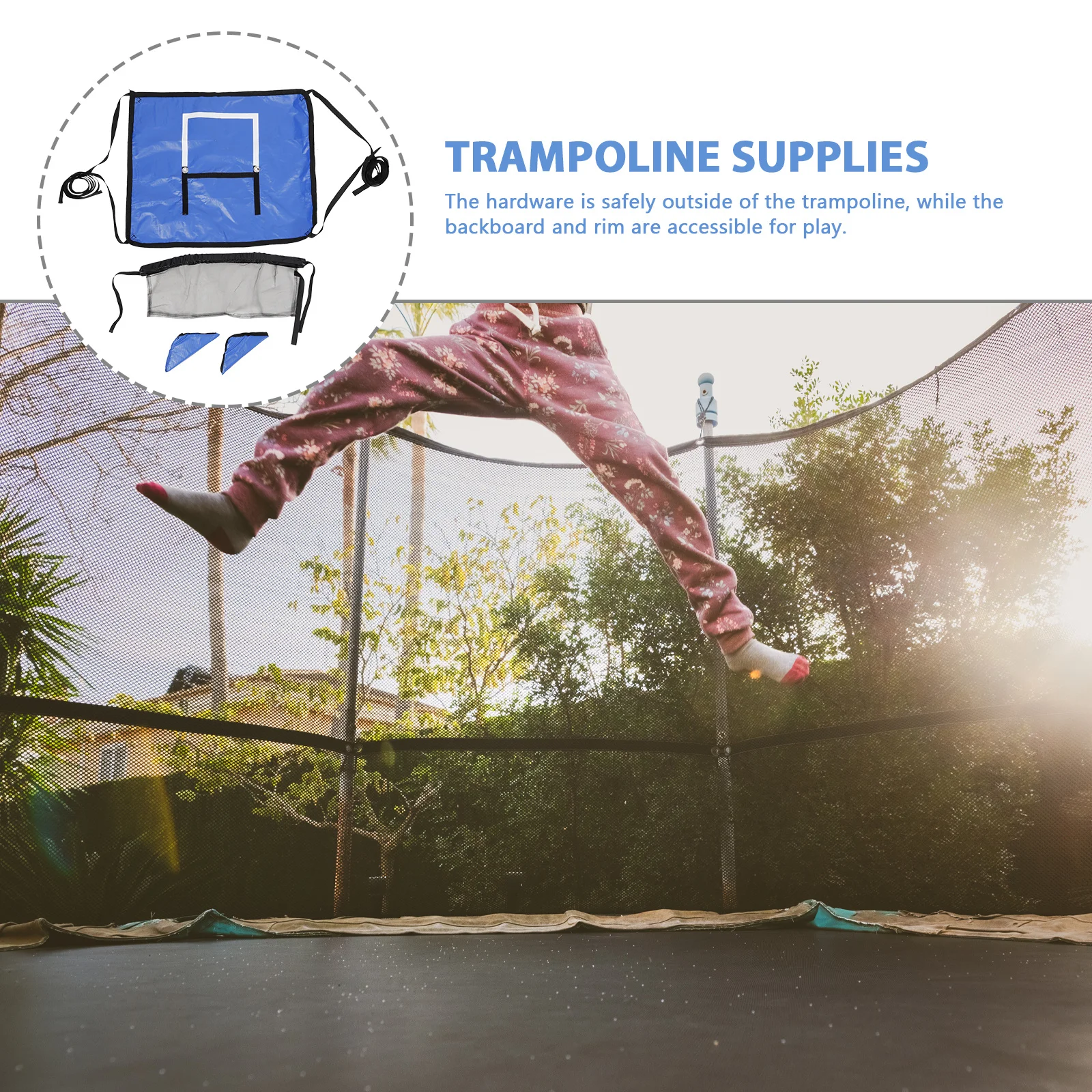 Indoor Basketball Frame Trampoline Basketball Hoop Attachment Easy Setup Safe Fun Exercise Skill Development Hand Eye