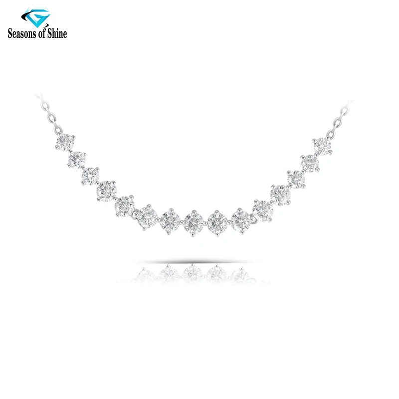 

Seasons of Shine Элегантное колье из стерлингового серебра 925 пробы 3 карата 3,5-4 мм F-G-H Цветной кулон с муассанитом для женщин