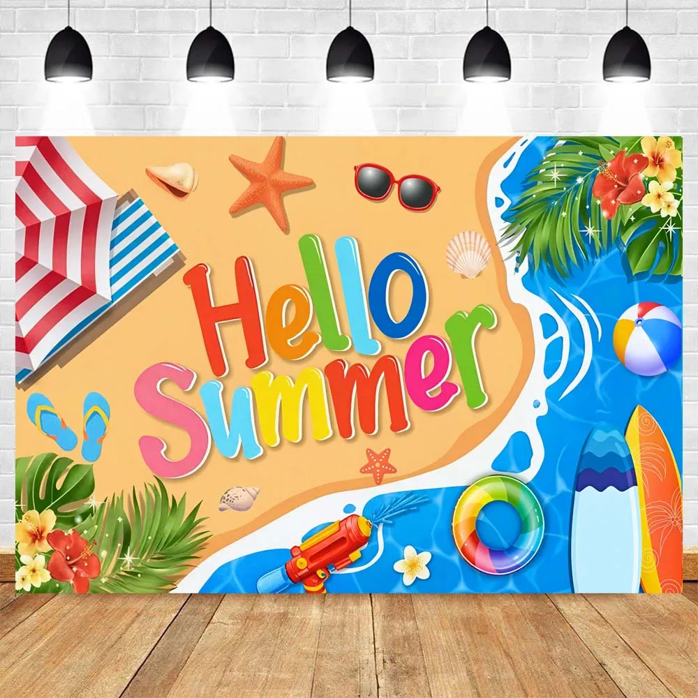 Hello Summer Holiday Party Backdrop Swimming Pool Blue Water