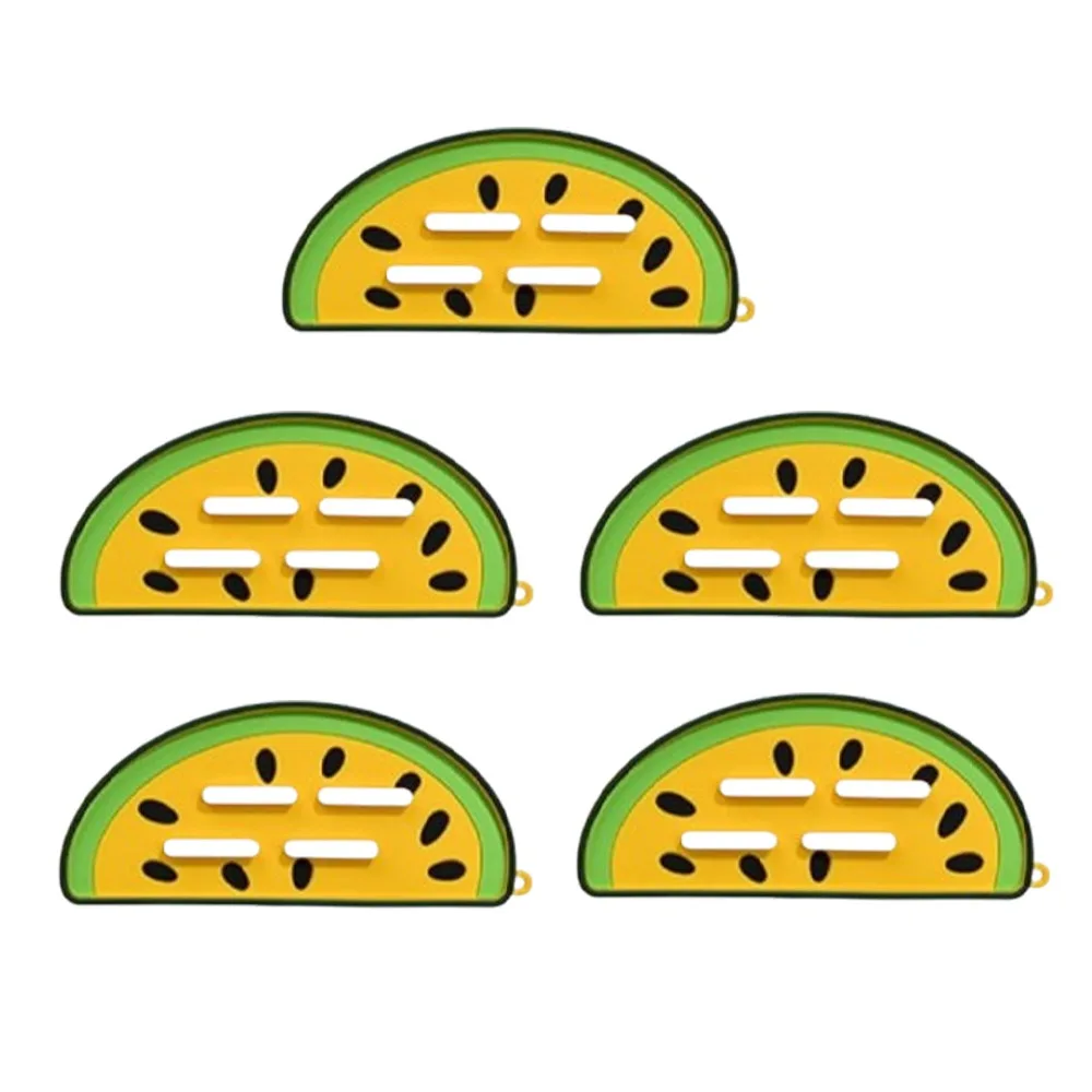 

5 pieces Watermelon Shape Drain Pot Cover Pad Cartoon Soft Silicone Heat Insulation Pad Heat-Resistant Stable Pot Lid Holder