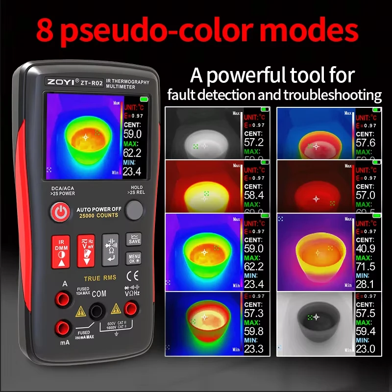 ZOYI R02 Integrated Thermal Multimeter: 240x240 IR Resolution, High Precision, for HVAC and Floor Heating Diagnostics