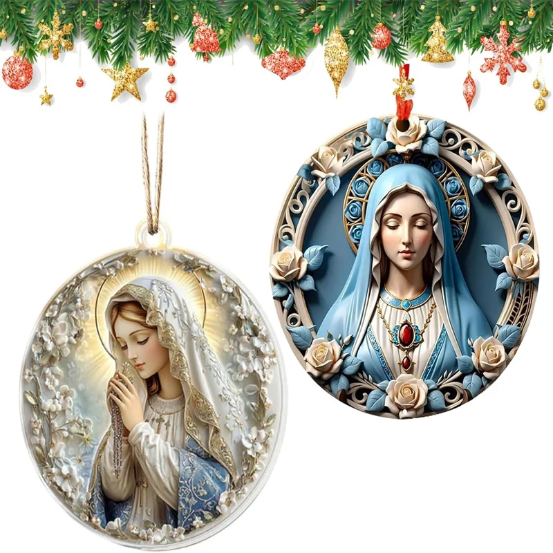 Blessed Virgin Mary Ornament Christians Religious Belief Baptismal Gift 2D Acrylic Ornament Unique Present For Christians