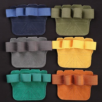 כפפות גימנסטיקה מעור פרה עם ידיות למניעת החלקה, חגורת כוח להרמת משקולות, כפפות לאימון קרוספיט והגנת כף היד