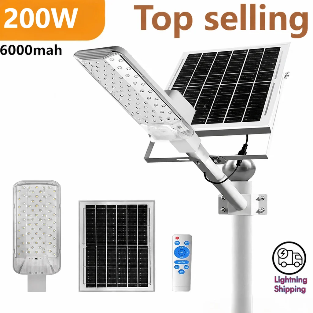 Lampe solaire ultra-lumineuse pour extérieur, lampadaire solaire 6000mah, étanche, automatique, allumage du crépuscule à l'aube, pour garage, jardin