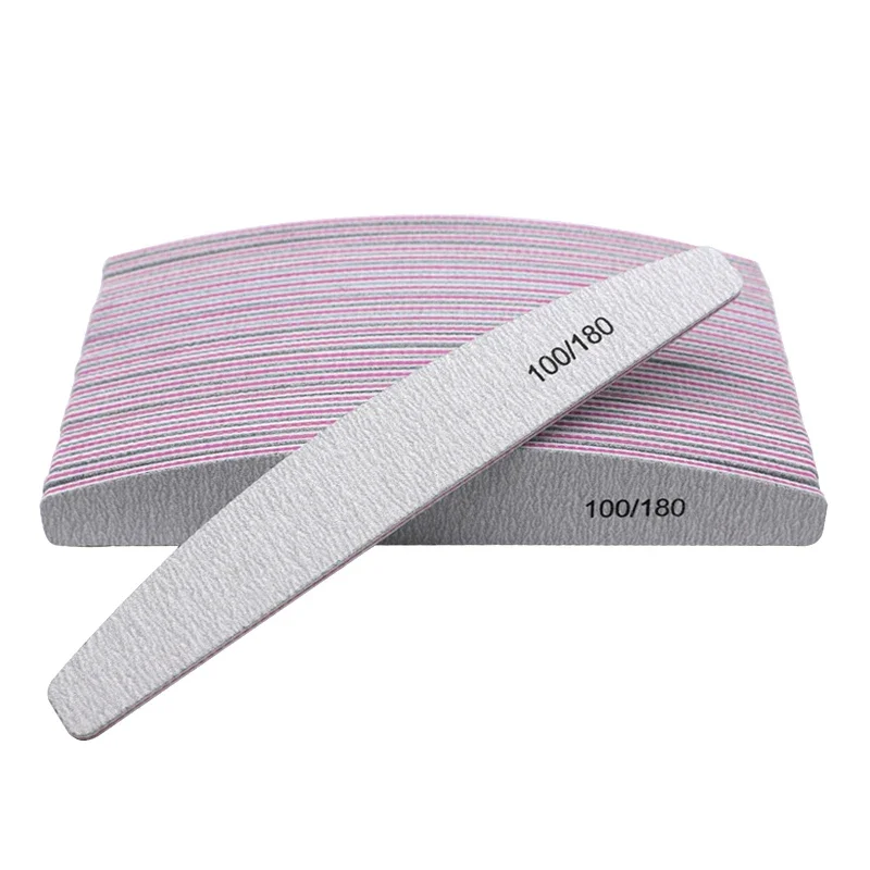 

Half Moon 25/50Pcs Professional Nail File Lima 100/180 Grit Professional Sandpaper Cuticle Remover Buffer Files Manicur