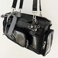 Itabag de hombro japonés Y2k de gran capacidad, bolso cruzado transparente con múltiples bolsillos Harajuku, bolso para axila de uniforme JK para chica bonita