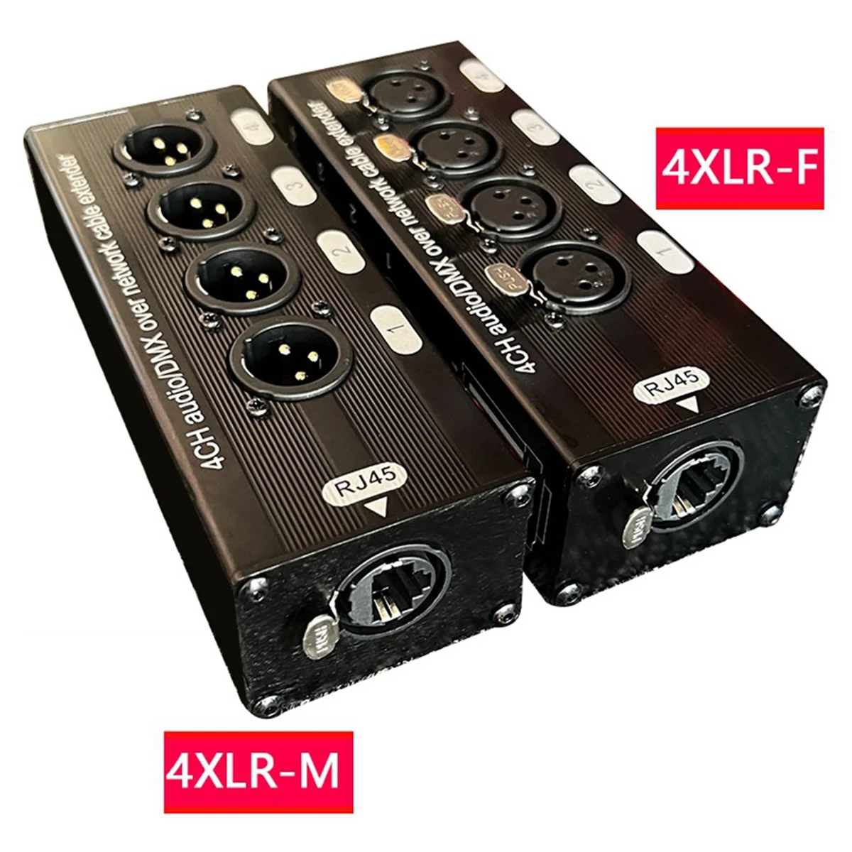 1 szt. 4-kanałowy 3-pinowy przedłużacz XLR audio i DMX na kablu sieciowym, przedłużacz sygnału sieciowego DMX512, żeński