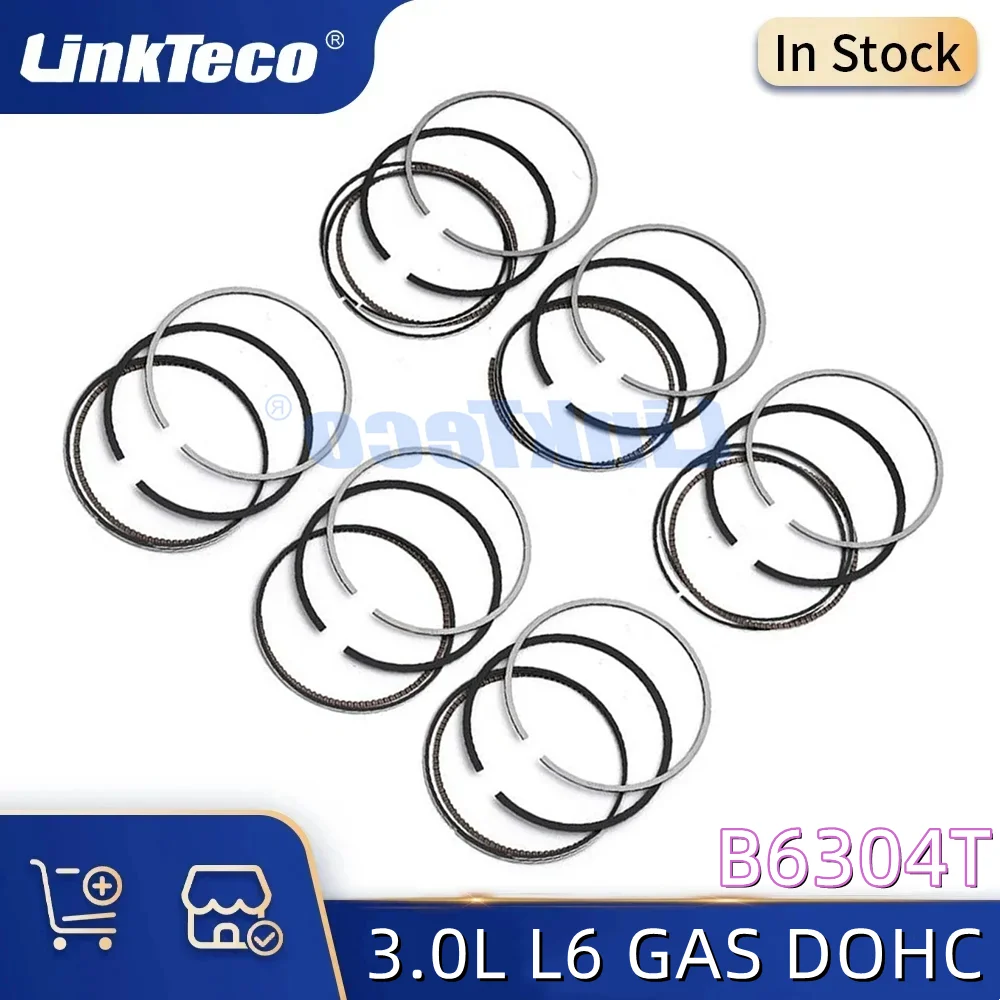 

6pcs Piston Rings Set STD For Volvo S60 V60 XC60 XC70 S80 3.0 L L6 GAS DOHC Turbocharged B6304T